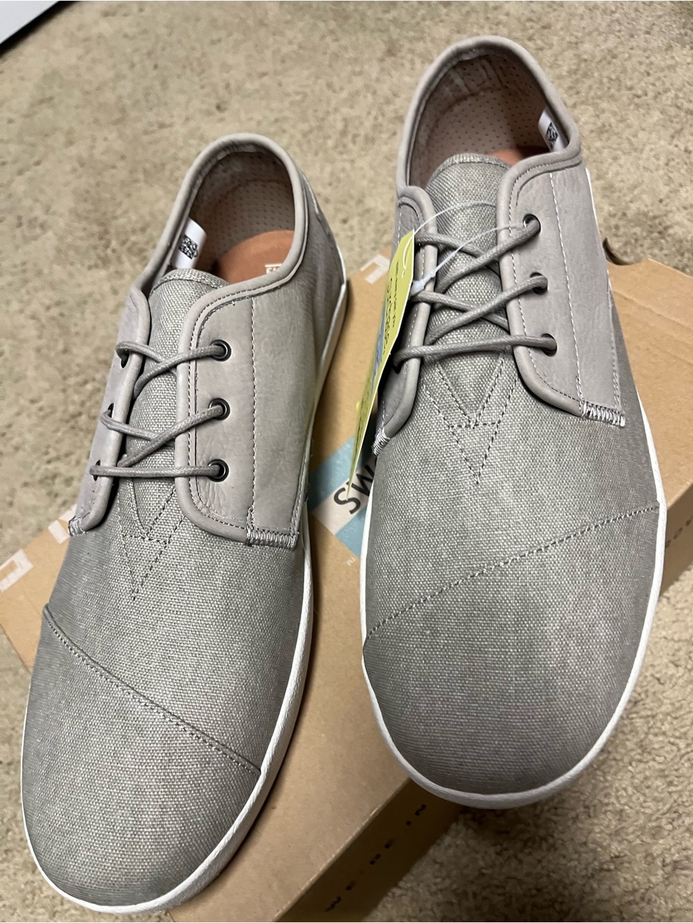 TOMS Men’s Lace-Up Slip-On Shoes in Light Gray - Picture 1 of 11